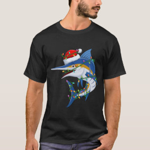 T-shirt Amusant Poisson Marlin Xmas Santa Hat Marlin Chri