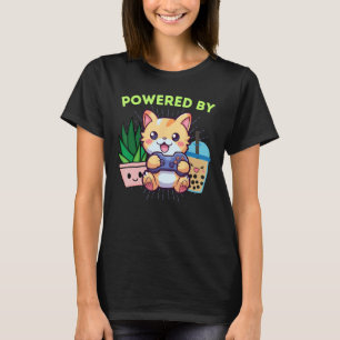 T-shirt Amusant Propulsé Par Gamer Cat Plantes Boba Jeux V