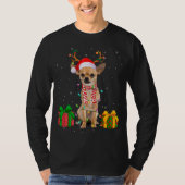 T-shirt Amusant Pyjama Santa Hat Chihuahua lumières de Noë (Devant)