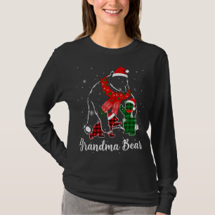 T-shirt Amusant Pyjama vert rouge plaid de grand-mère Ours