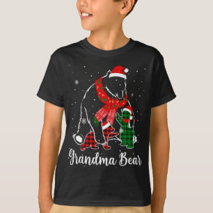 T-shirt Amusant Pyjama vert rouge plaid de grand-mère Ours