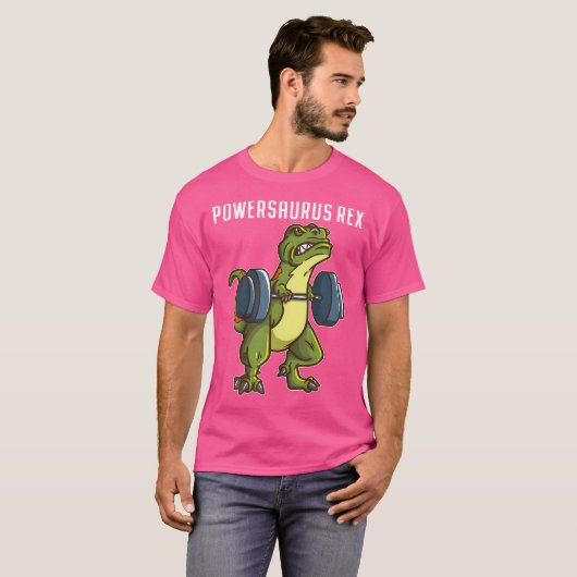 T-shirt Amusant T Rex Powerlifting Exercice de gym (Devant entier)