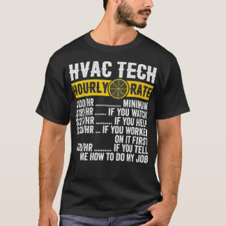 T-shirt Amusant Technicien Vintage HVAC Vêtement Taux hora