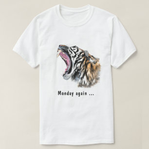 T-shirt amusant texte lundi de nouveau avec Yawnin