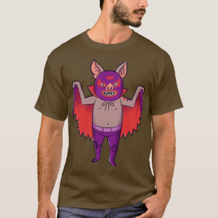 T-shirt Amusant Vampire Bat Luchador Wrestler Croquis
