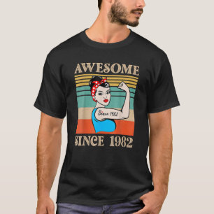 T-shirt Amusant Vintage 1982 40 Ans Pour Femmes 40E Birt