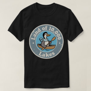 T-shirt Amusant Vintage Minnesota Loon Bird Canoe Retro