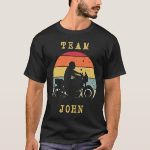 T-shirt Amusant Vintage Rétro Coucher de soleil John Moto