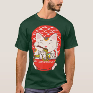 T-shirt Amusante Chemise Ramen Kawaii Anime Chat Manger De