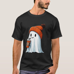 T-shirt Amusante Cute Ghost Coffee Lover Citrouille Latte