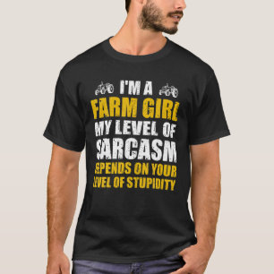 T-shirt Amusante Farmer Niveau De Sarcasme Tractor Rancher