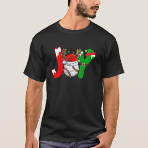 T-shirt Amusante Joy Baseball Santa Hat Reindeer Noël Li