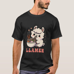 T-shirt Amusante Llama Llamen Ramen nouilles japonaise Ani