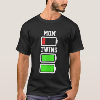 T-shirt Amusante Maman Faible batterie jumeaux Pleine char