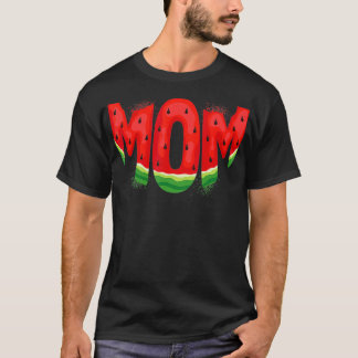 T-shirt Amusante Maman Pastèque Été Fruit Famille Correspo
