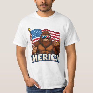 T-shirt Amusante Merica Bigfoot Tee, Patriotique Sasquatch