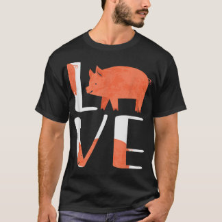 T-shirt Amusante Mignonne J'Aime Cochon Chemise ferme Anim