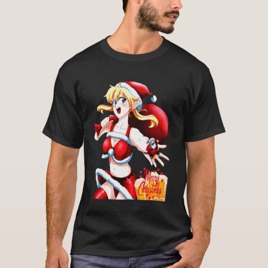 T-shirt Amusante Novelté Noël Mr Et Mme Red Père Noël Shor (Devant)