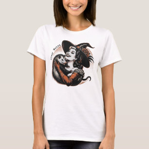 T-shirt Amusante sorcière Halloween chemise avec possum sé