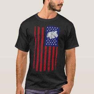 T-shirt Amusante tondeuse de gazon Mowing American Flag Ya