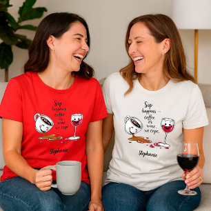 T-shirt Amusants amateurs de café et de vin personnalisés