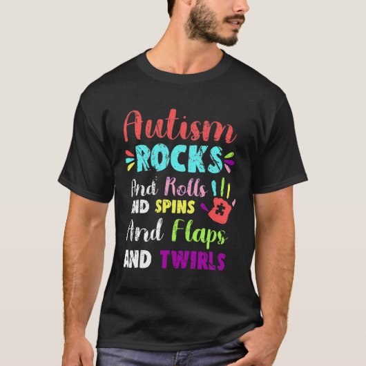 T-shirt Amusants Autisme Roches Rouleaux Fils Flaps & T (Devant)