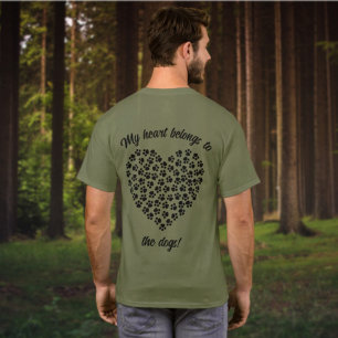 T-shirt Amusants Coeur des Empreintes de pattes noirs Conc