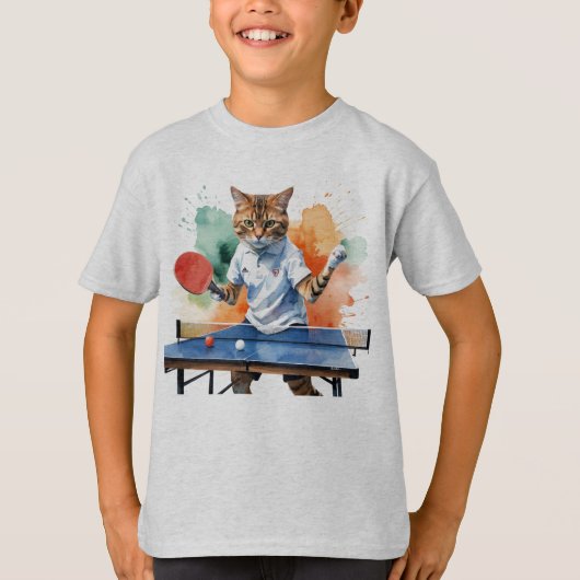 T-shirt Amusants Cool Chat Jouer Table Tennis Humour anima (Devant)
