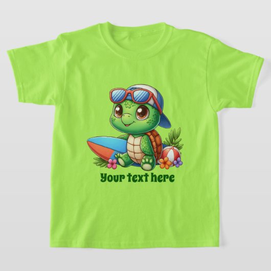 T-shirt Amusants Eté tortue de mer ajouter texte garçons (Poser)
