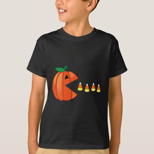 T-shirt Amusants Halloween Citrouille Manger Candy Corn (Devant)