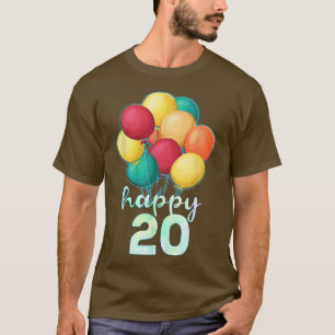 T-shirt Amusants Joyeux 20 ans Ballons colorés 20e anniver