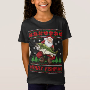 T-Shirt Amusants Joyeux Pêche Père Noël Pêche Vilain Noël