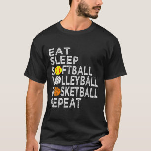 T-shirt Amusants Mangez Sleep Softball Volleyball Basketba