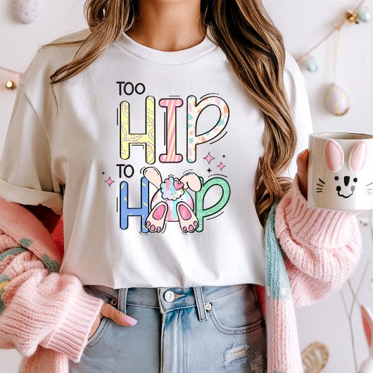 T-shirt Amusants Pâques Pastel Bunny, Too Hip to Hop