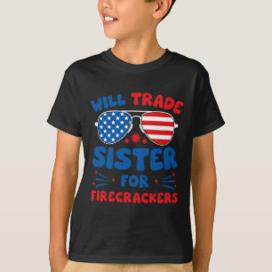 T-shirt Amusement Échangera Sœur Contre Pétards Drôle Usa 