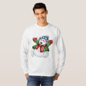T-shirt amusement mignon d'hiver de bonhomme de neige (Devant entier)