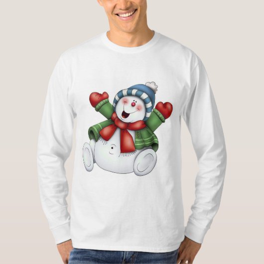 T-shirt amusement mignon d'hiver de bonhomme de neige (Devant)