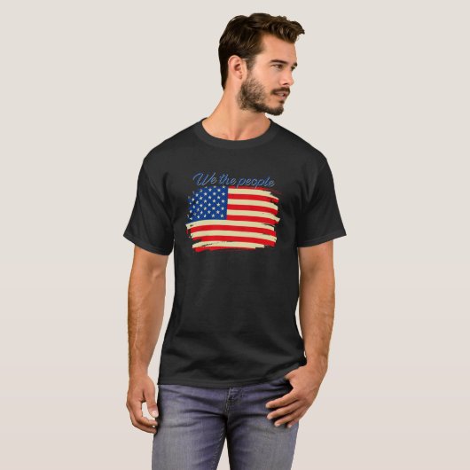 T-SHIRT AMUSER INSPIRATIONNEL NOUS LE PEUPLE DRAPEAU AMÉRI (Devant entier)