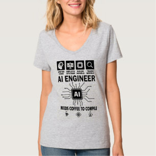 T-shirt Amusing ingénieur IA amateur a besoin de café pour