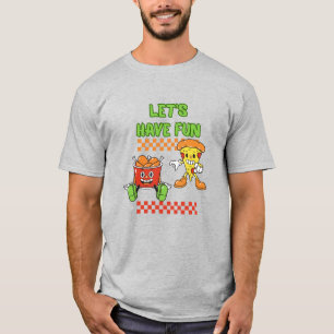 T-shirt Amusons-nous du poulet et de la pizza amusants