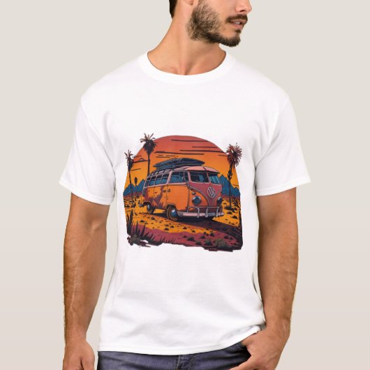T-shirt An artistic depiction of a retro VW bus (Devant)