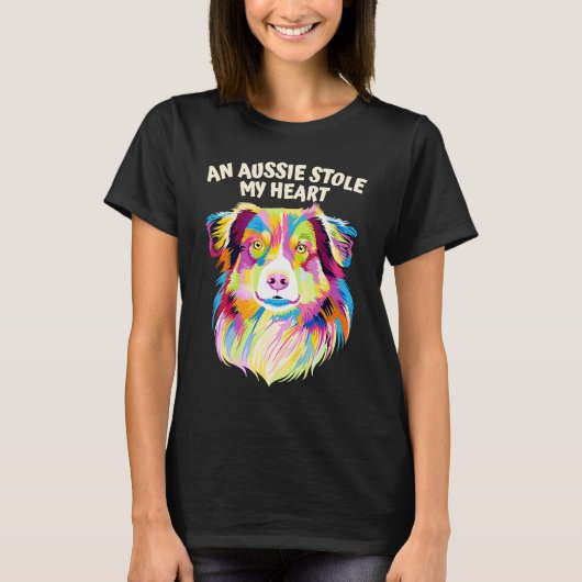 T-shirt An Aussie Stole My Heart Australian Shepherd Rescu (Devant)