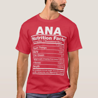 T-shirt Ana Nutrition Facts Ana Nom Anniversaire