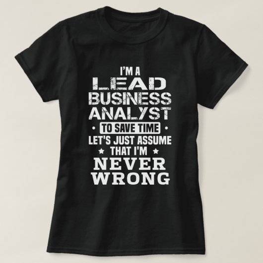 T-shirt Analyste d'entreprise principal (Design devant)