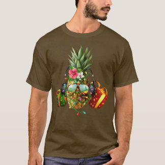 T-shirt Ananas amusant Noël Arbre Lumières Fruits de Noël