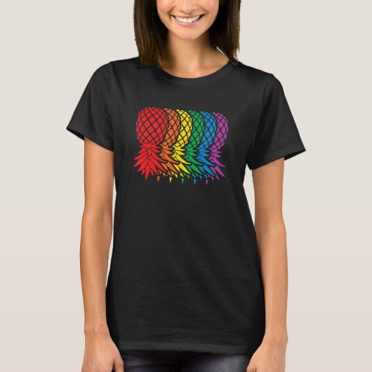 T-shirt Ananas arc-en-ciel rétro vers le bas ananas Swi (Devant)