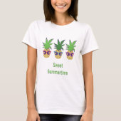 T-shirt Ananas avec lunettes de soleil Doux été (Devant)