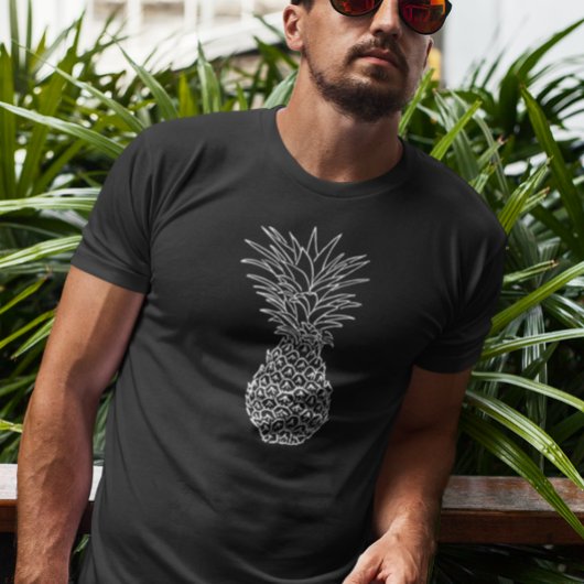T-shirt Ananas Blanc Contour Noir Tropical