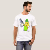 T-shirt Ananas comme coiffeur avec ciseaux et razor (Devant entier)