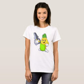 T-shirt Ananas comme coiffeur avec ciseaux et razor (Devant entier)